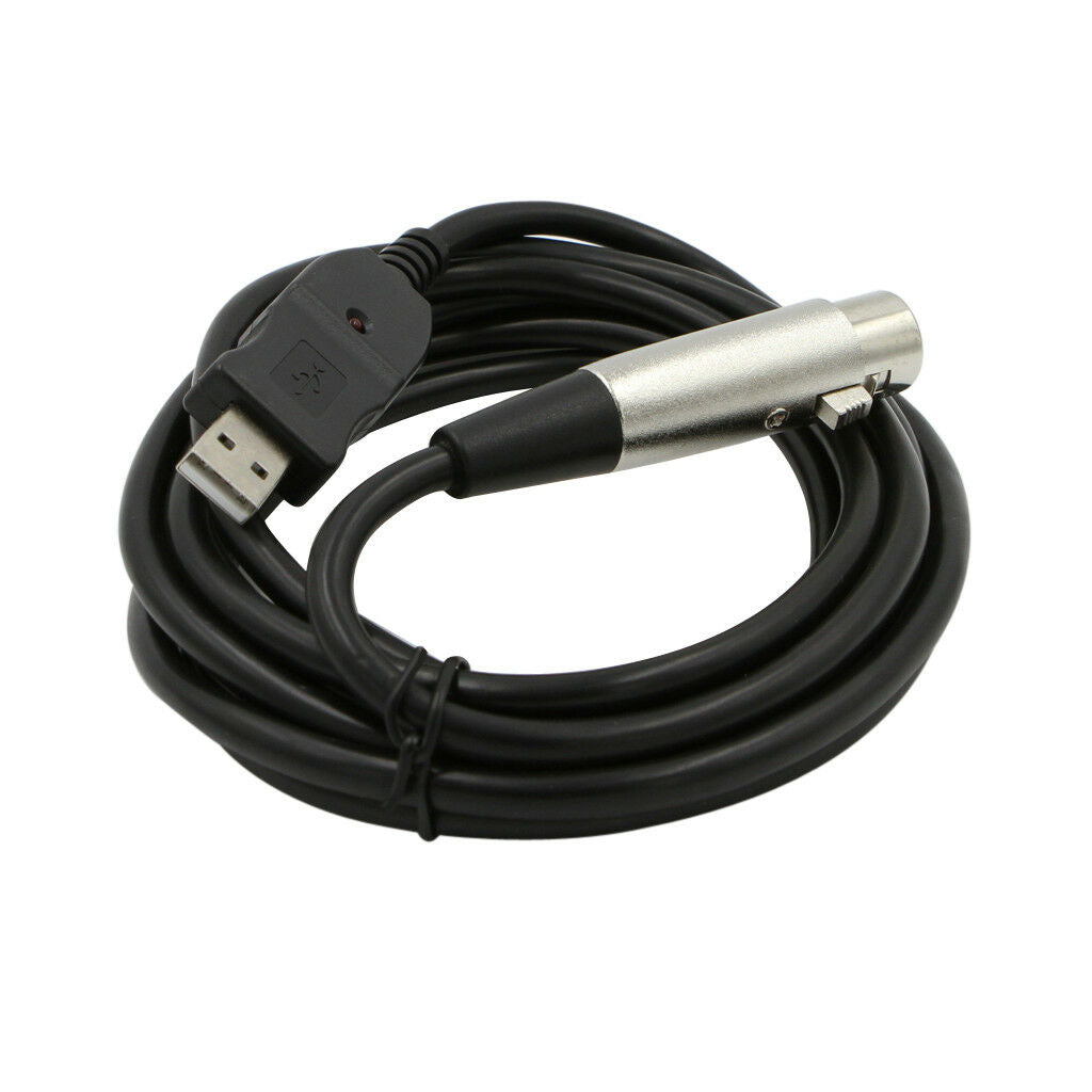 USB 2.0 Male MIC Link Adapter to 3 Pin XLR Female for Recording Karaoke