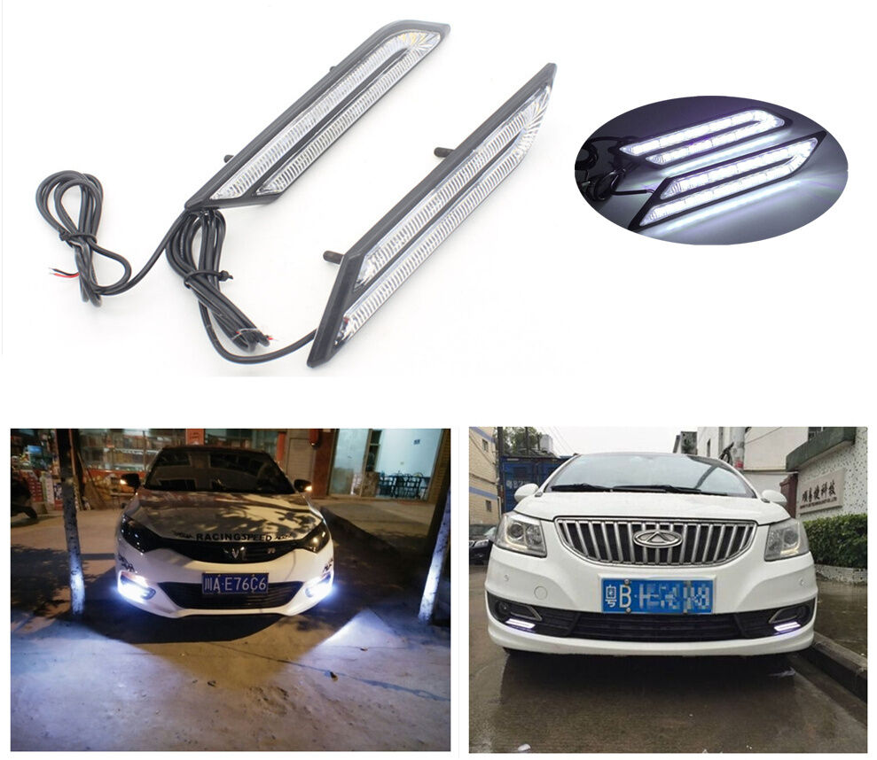 1Pair LED HID White High Power Blade Shape DRL Daytime Running Lights Waterproof