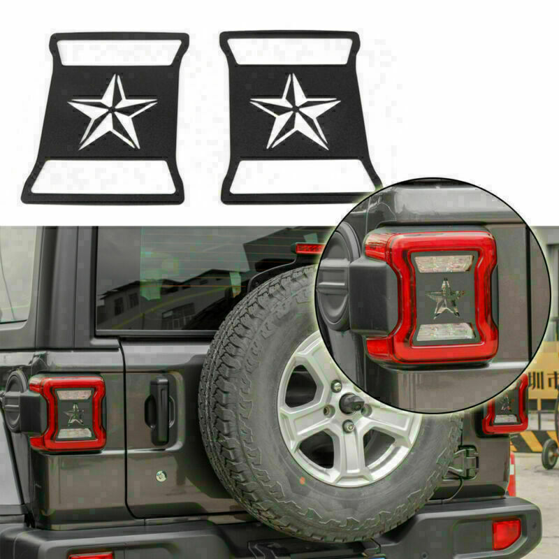 Pair Rear Taillight Cover Guard Pentagram Style Fits For Wrangler JL 2018+ CN