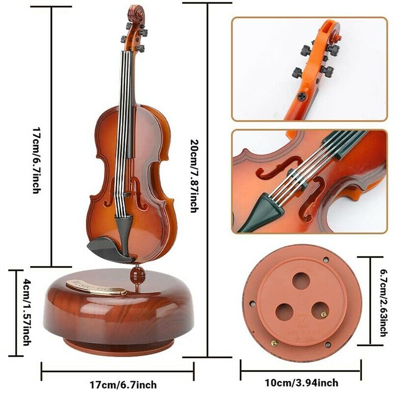 Violin Music Box, Rotating Musical Base, Classical Music Box Instrument, GifW8Z5