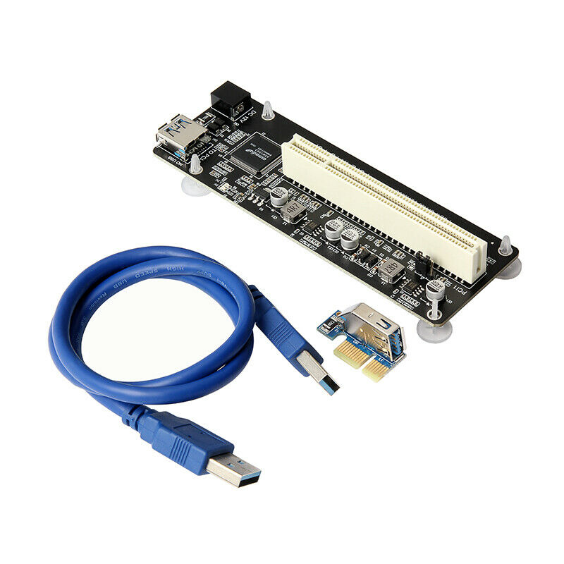 PCI-E Express X1 to PCI Riser Extend Adapter Card With USB 3.0 Cable new