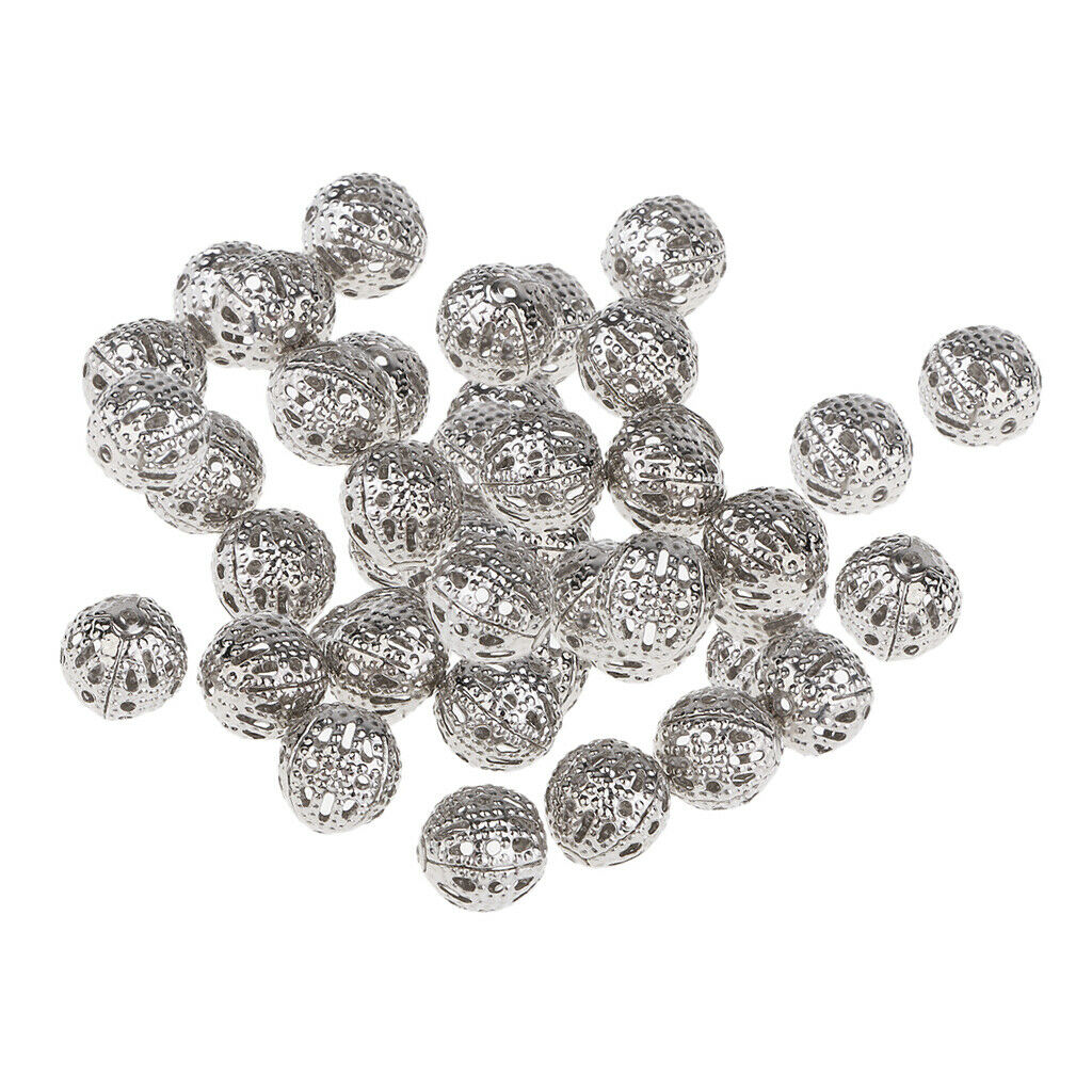 100 Pcs Wholesale 8mm Round Mini Loose Spacer Bead Hollow Beads For Jewelry