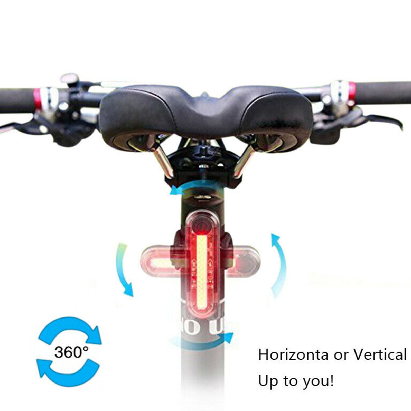 2PCS Bicycle Rear Light 2835 LED Bike Tail Lamp Cycling 4 Modes USB Rechargeable