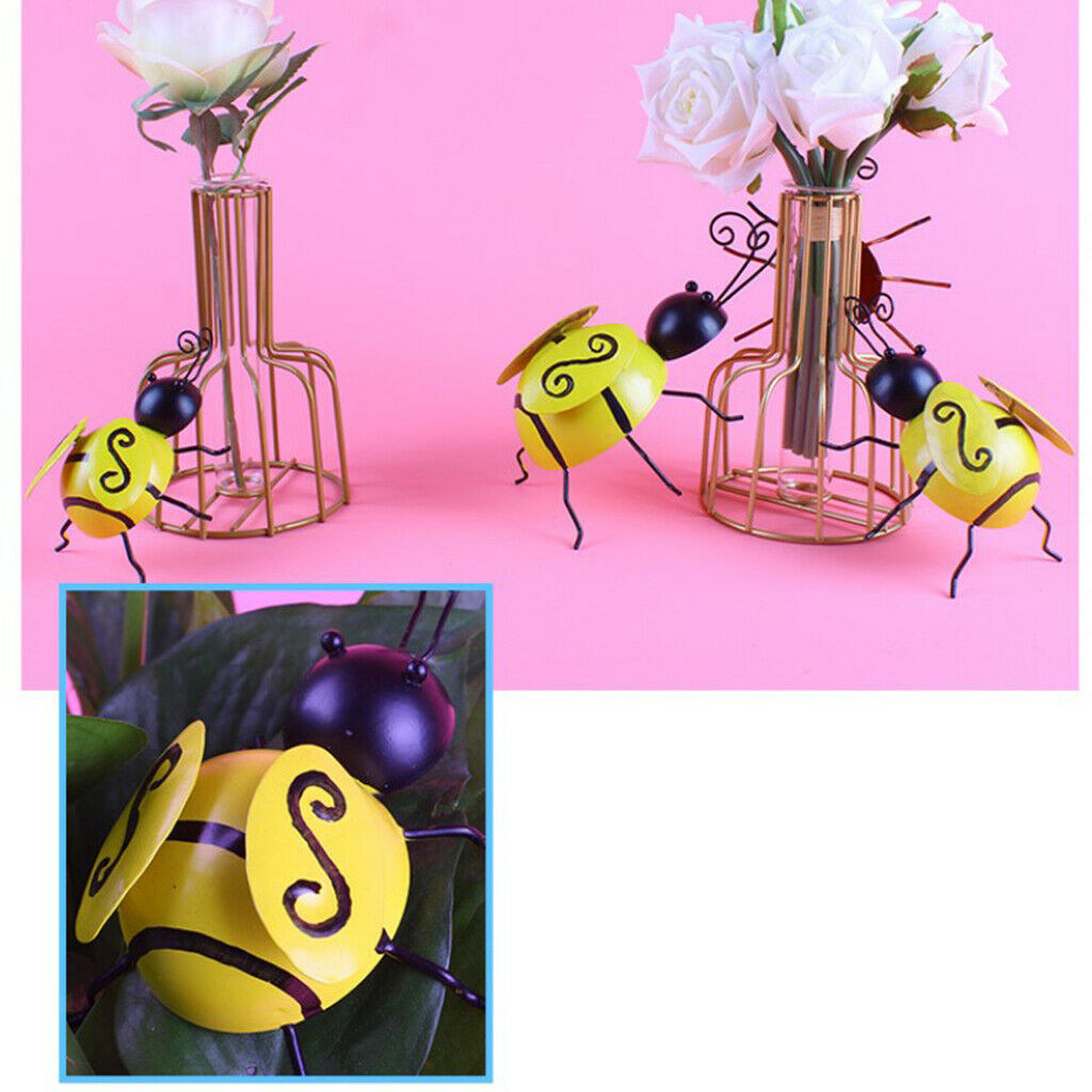 4Pc Metal Bee Wall Statue Garden Fence Lawn Accents