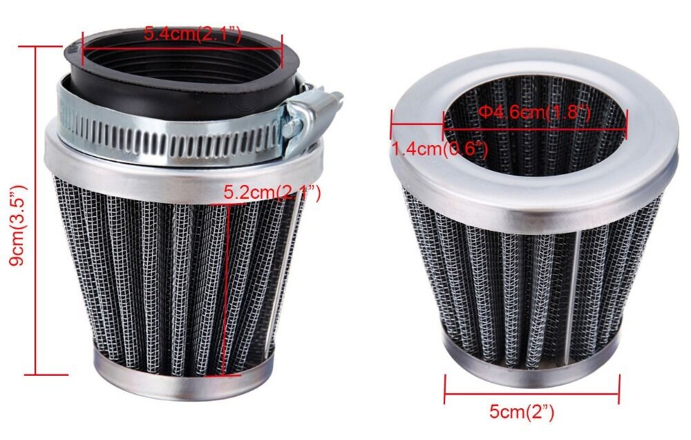 2Pcs 54mm Inlet Cold Air Intake Tapered Air Filter Cleaner For Motorcycle Racer