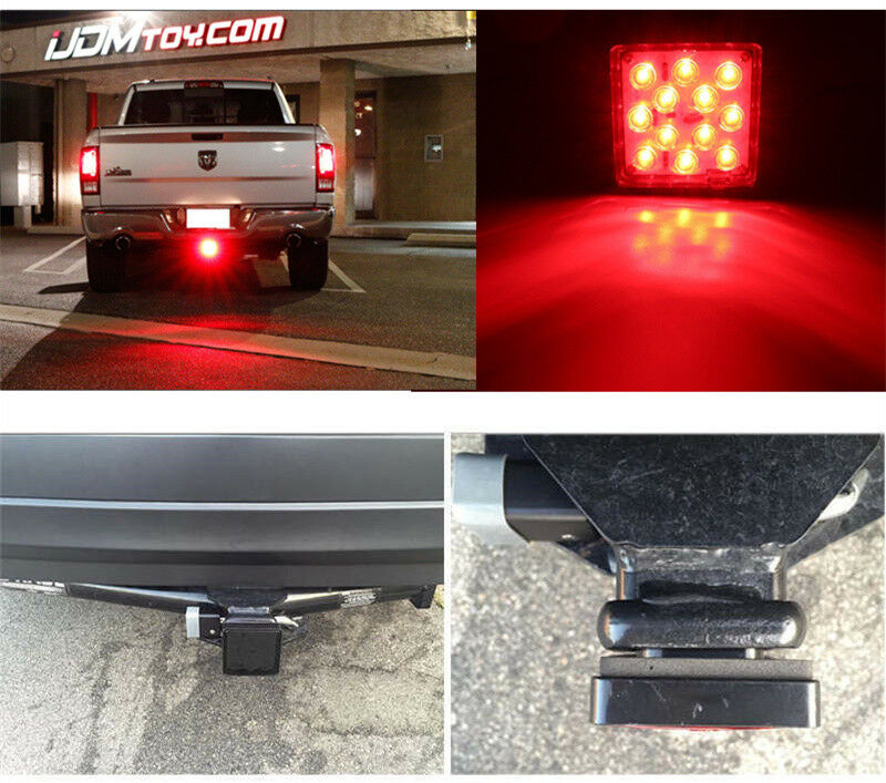 12 LED Brake Light Trailer Hitch Cover Towing & Hauling 2" Receiver For Truck RV