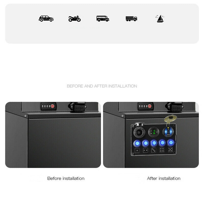 LED Clock Digital Display PD QC3.0 Cigarette Lighter Charge 5-port Switch Panel
