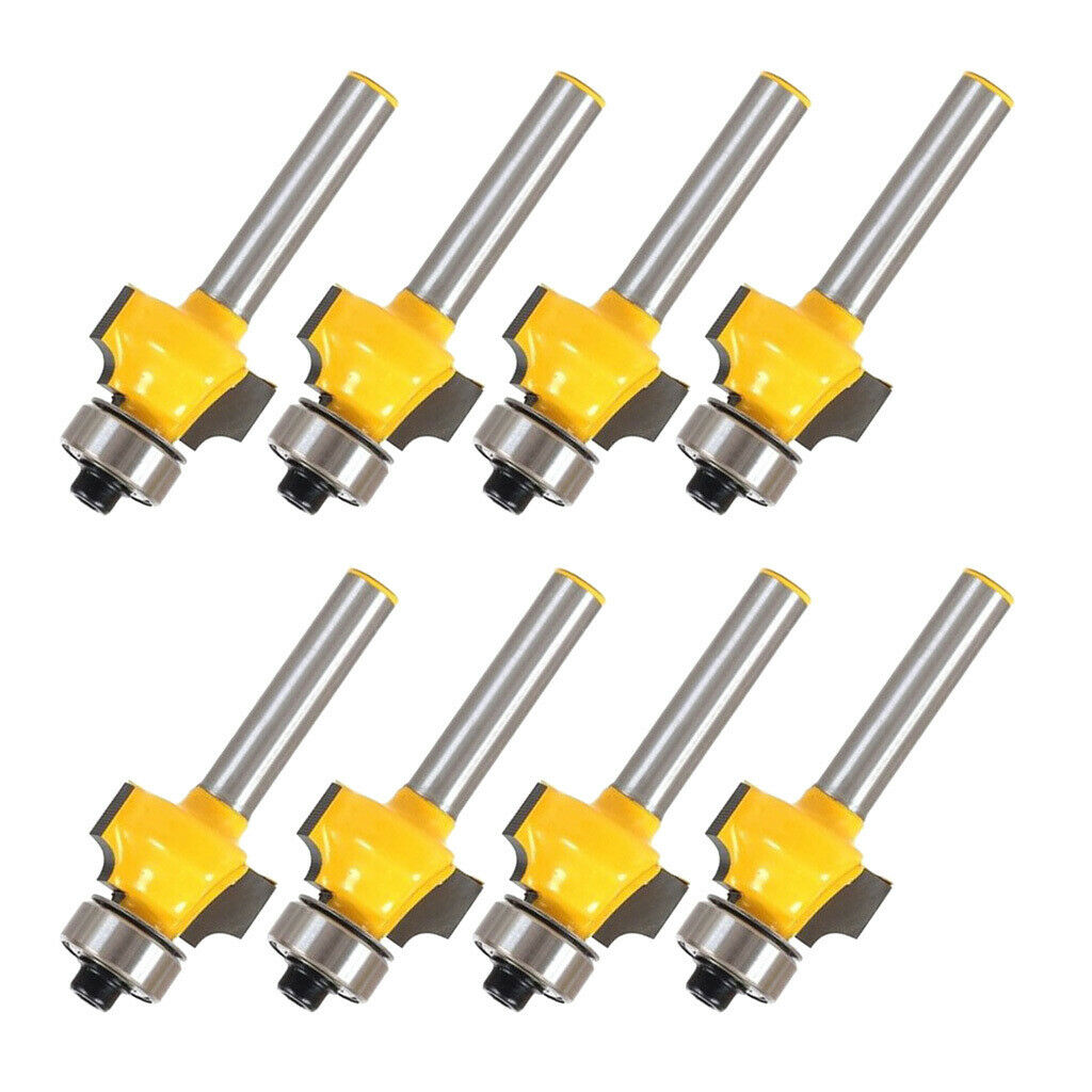 8pcs 1/8" Radius 1/4" Shank Round Over Beading Edging Router Bit Woodworking