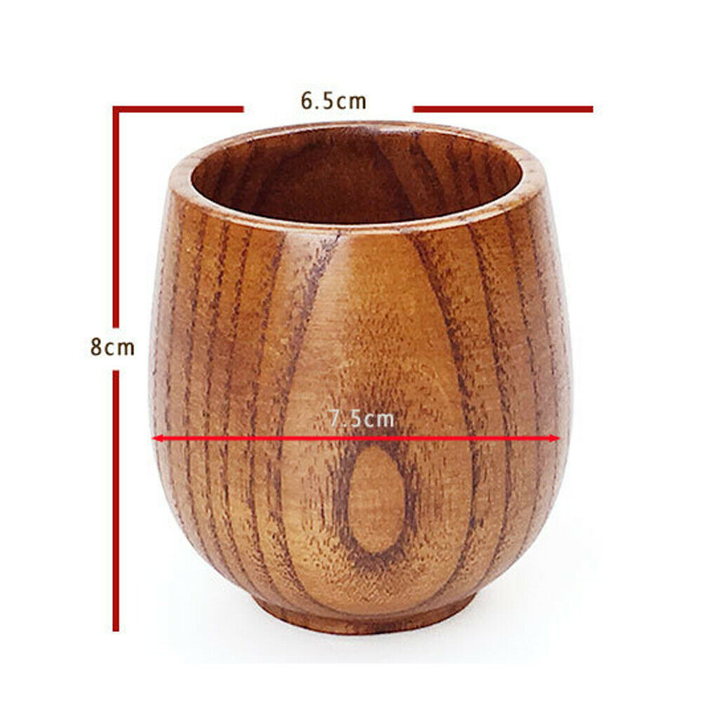 Primitive Handmade Wooden Drinking Cup Coffee Mug Tea Cup Breakfast Beer Milk 8x