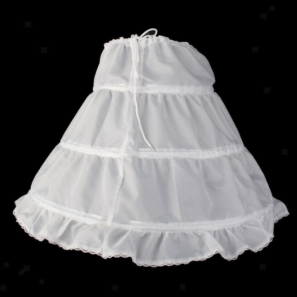 Flower Girl Children 3 Hoop Underskirt Kid Wedding Crinoline Petticoat 2-14Y