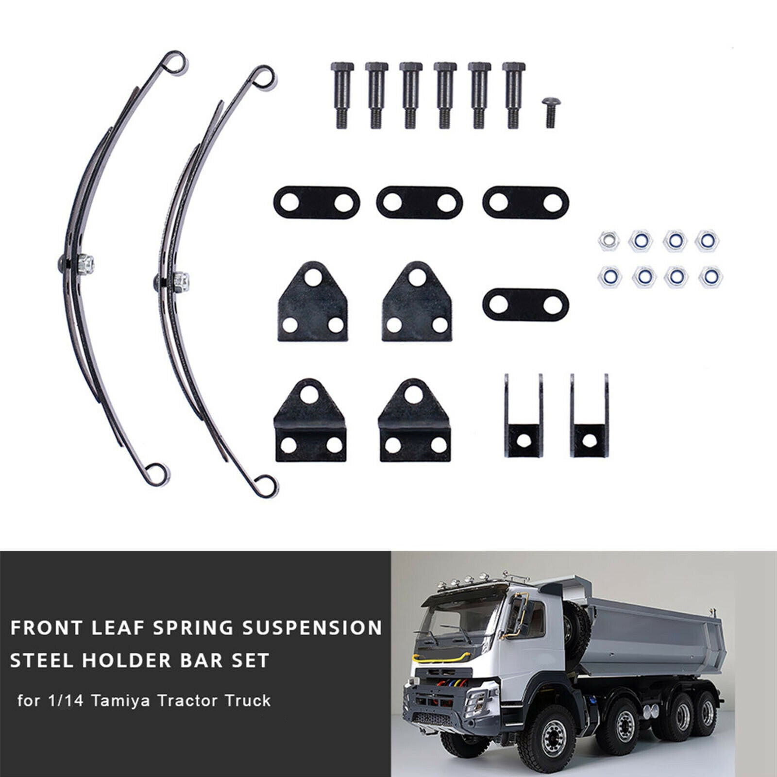 Front Rear Leaf Spring Suspension Set for Tamiya 1/14 RC Tractor Front