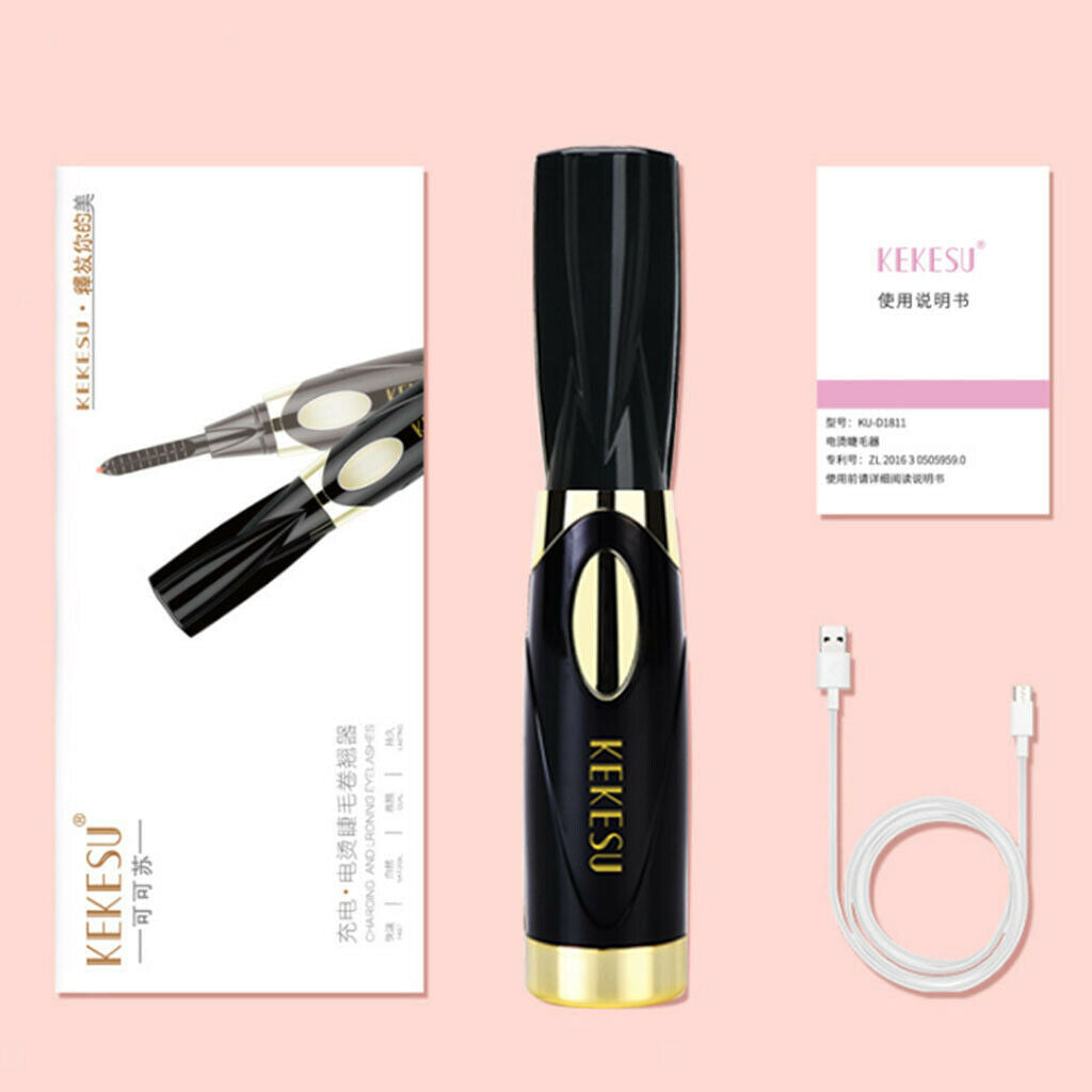 2 Pack Electric Heated Eyelash Curler Pen Brush Makeup Tool USB Charge