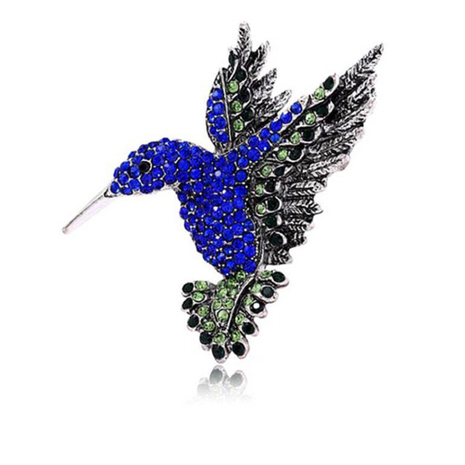 Luxury Handcrafted Rhinestone Blue Green Hummingbird Brooch Pin Jewelry Gift