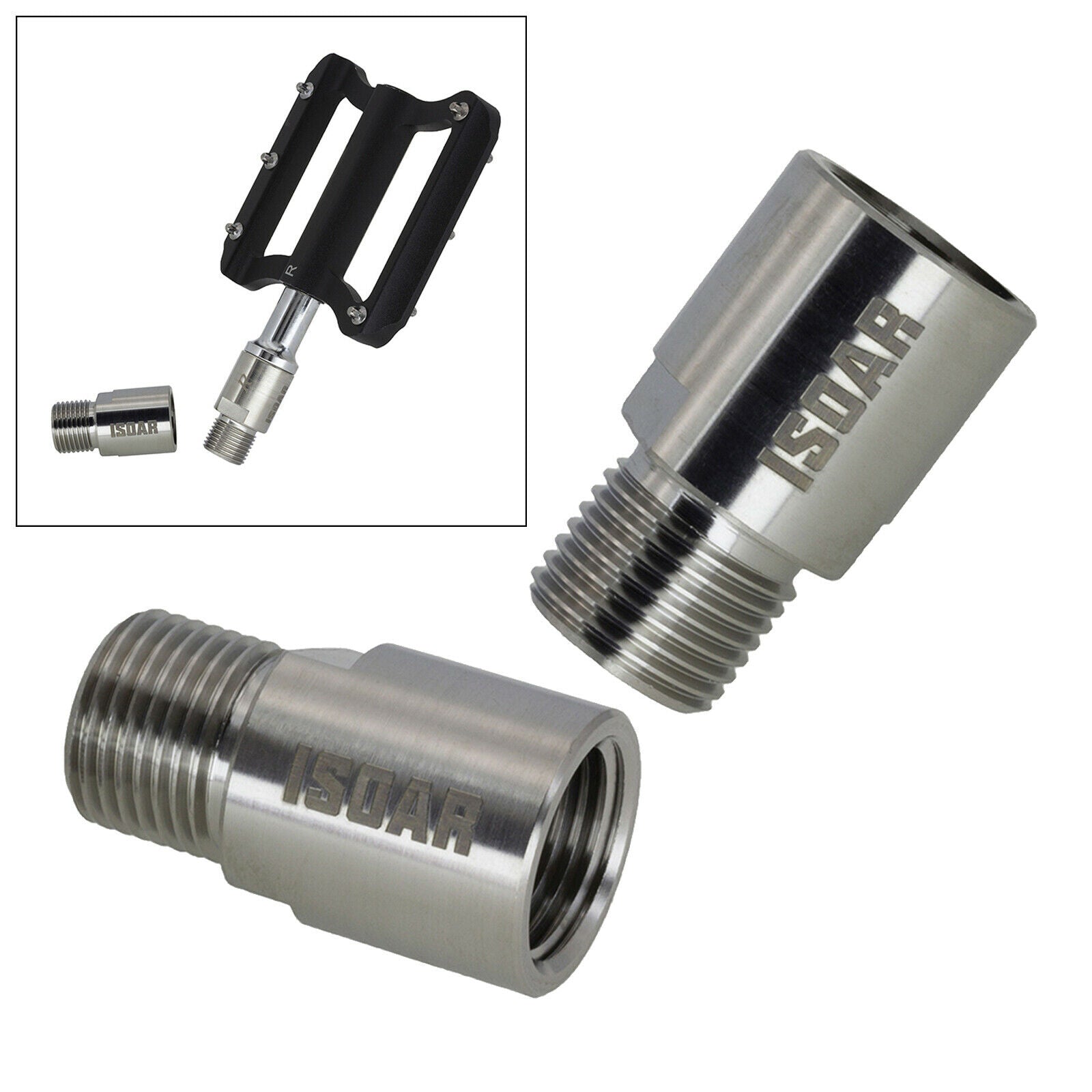 Left Right Bike Pedal Extenders Adapter Kit Fit 9/16'' Crank Bike Part