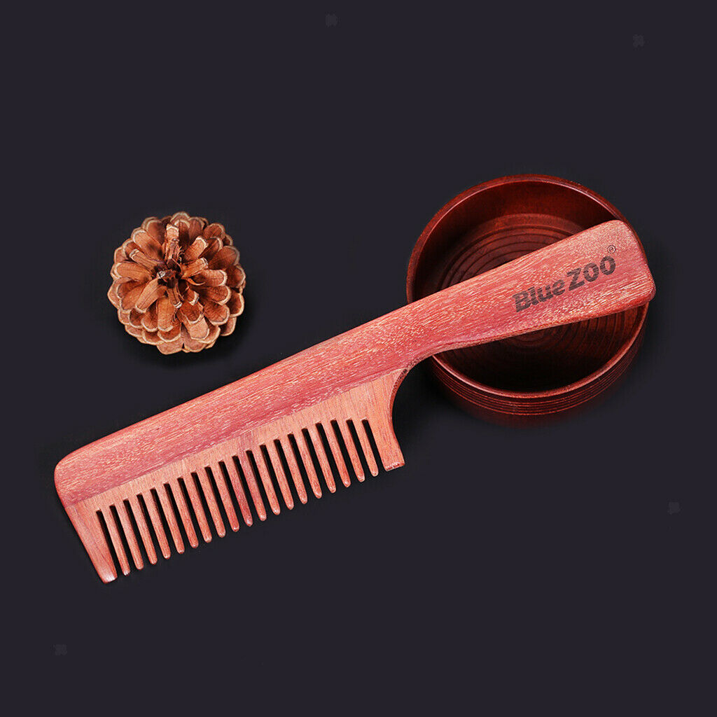 Natural Wood Men Women Hair Beard Mustaches Styling Comb Coarse Long Handle