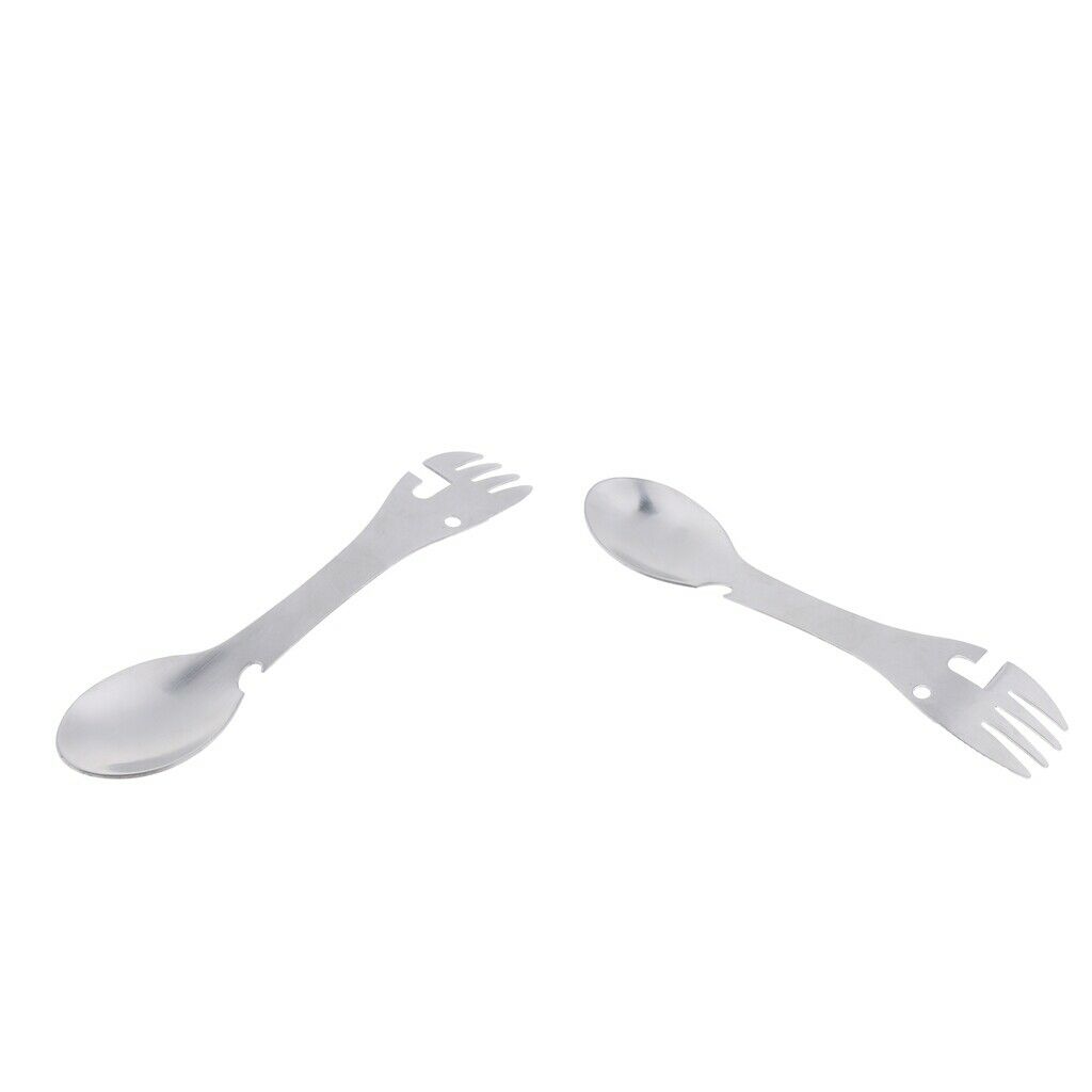 2pcs   Eco - Friendly   Fork   Spoon   Steel   with   Serrations   for