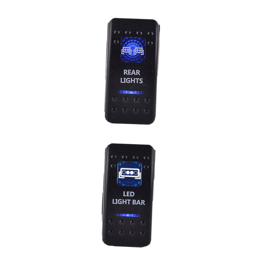 2 Pcs Toggle Switch On Off 5 Pin Blue LED Rear Lamp Bar Auto Boat
