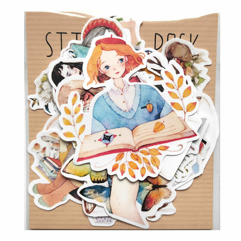 15Pcs Scrapbooking Stickers Flower Girl Diary Phone Case Epoxy Making Decoration