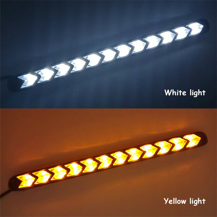 2PC 9LED White/Amber Car Indicator Driving Light Sequential Flowing Signal Lamp