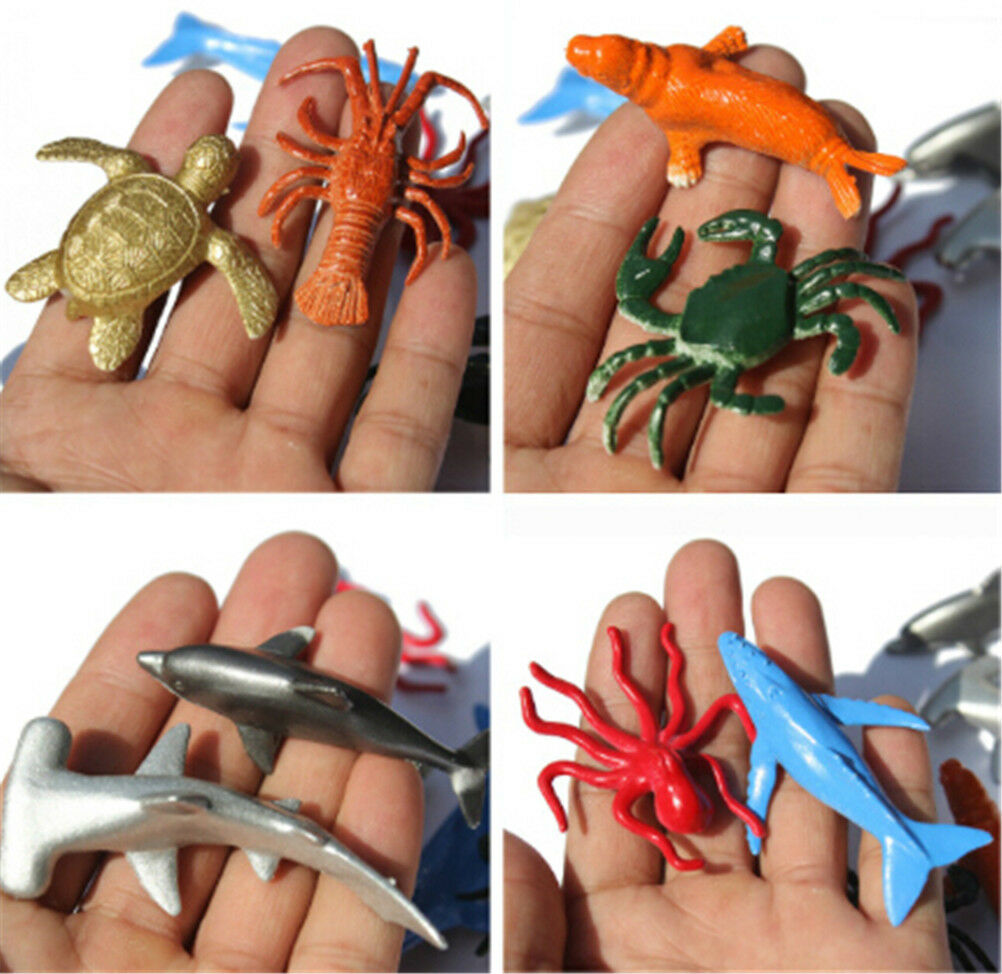 8PCS Plastic Sea Marine Animal Figures Ocean Creatures Shark Whale Kid.l8