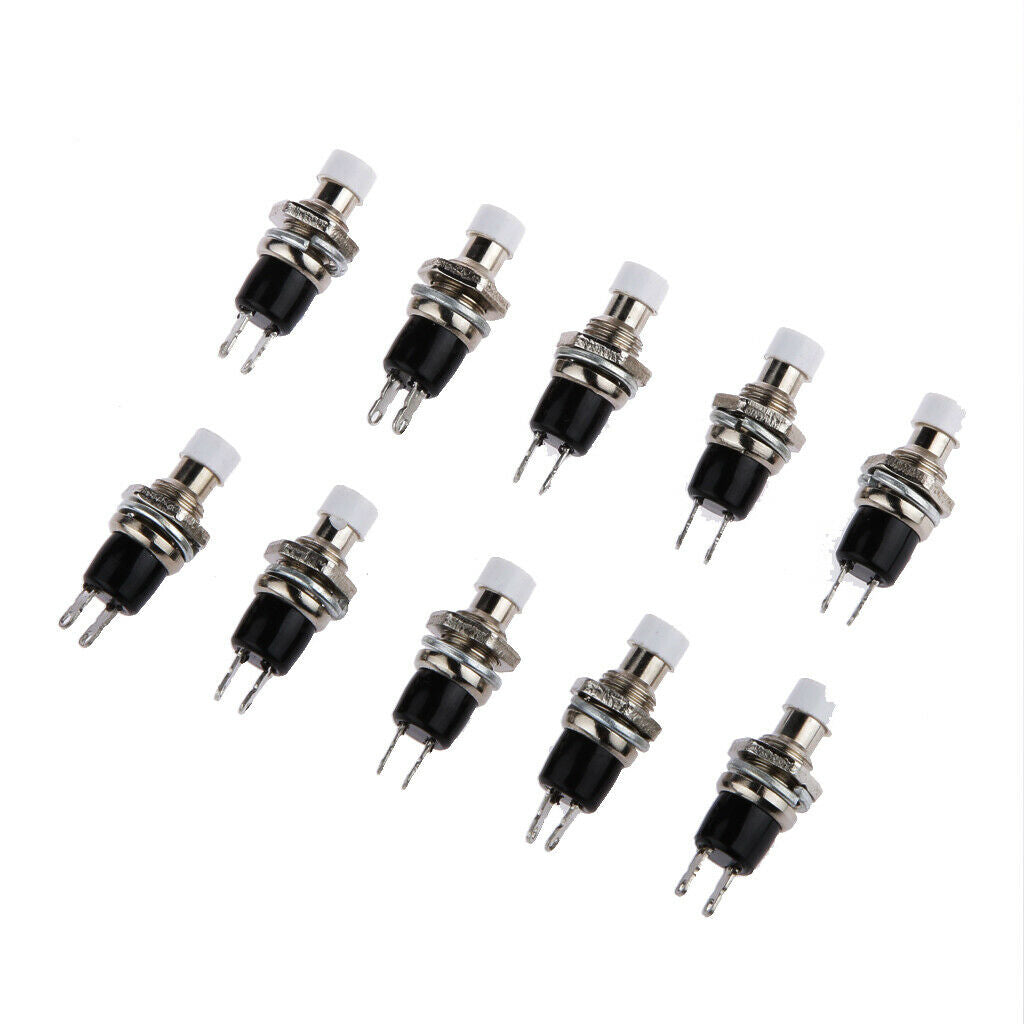 Mini Momentary Push Button Switches Push on Release off Pack of 10 White