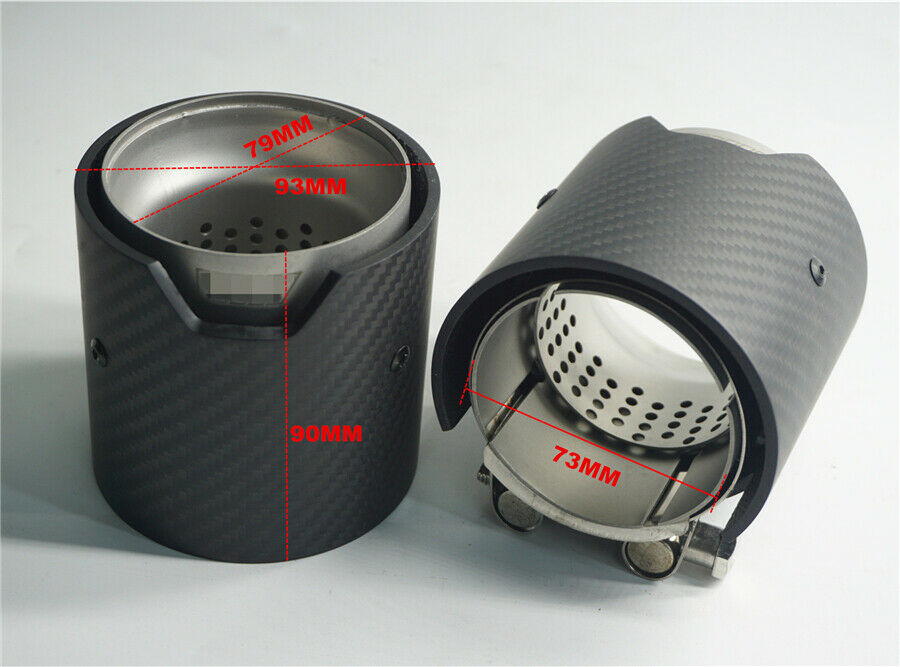 1PC 73MM IN 93MM OUT Matte Universal 100% Real Carbon Fiber Exhaust tip  For BMW