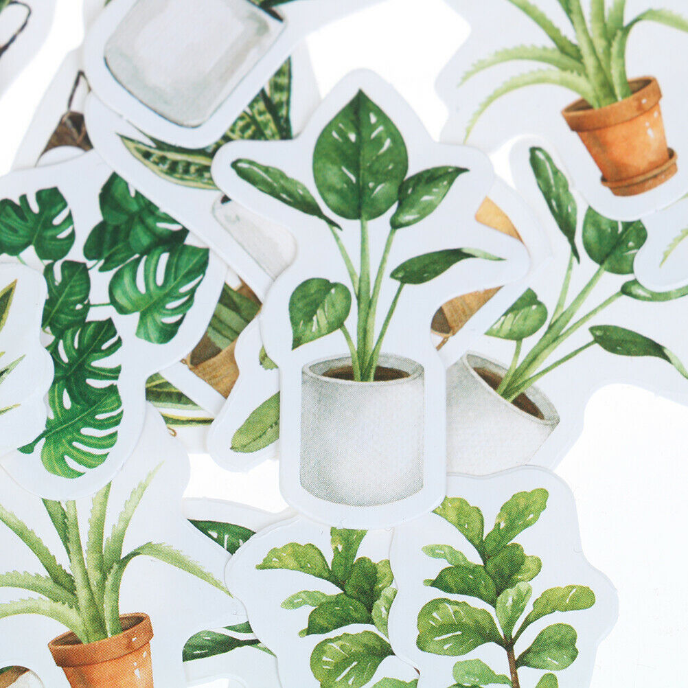 45pcs green leaves tree life plants DIY Diary Craft Stickers Scrapbooking.l8