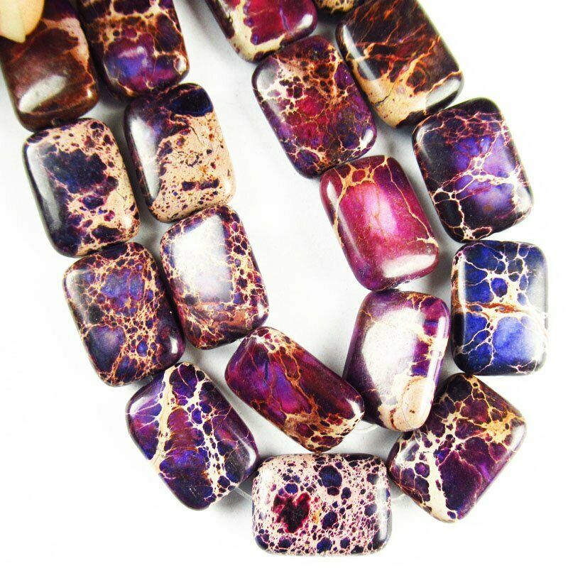 18x13x5mm Purple Man-made Sea Sediment Jasper Oblong Loose Bead 15.5 " 689DHS