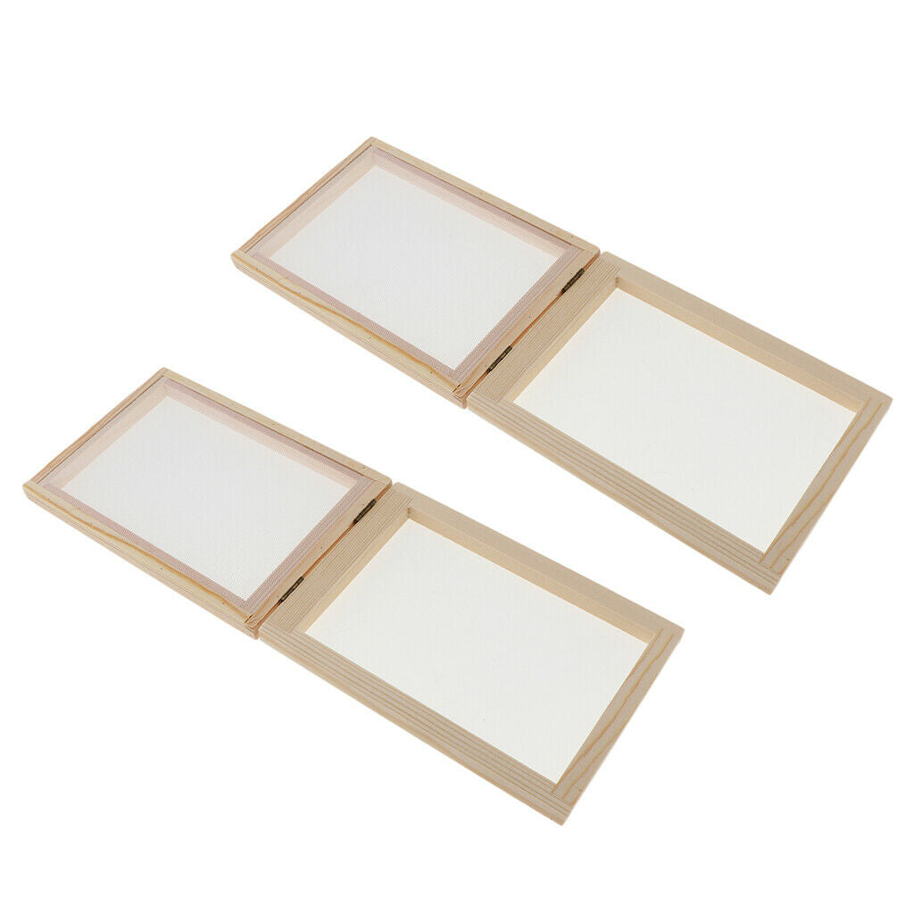 2pcs Wooden Deckle Paper Making Mould Frame Screen DIY Handmade Paper Tool