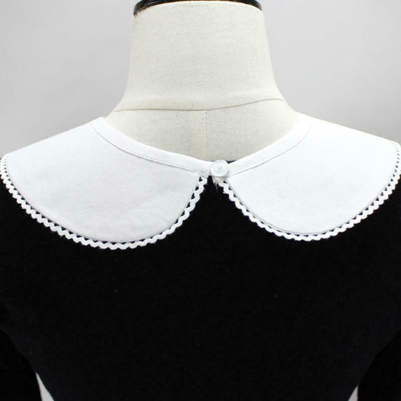 Retro White Lapel Faux Lapel Collar Lace Trim Detachable Blouse Necklace Choker
