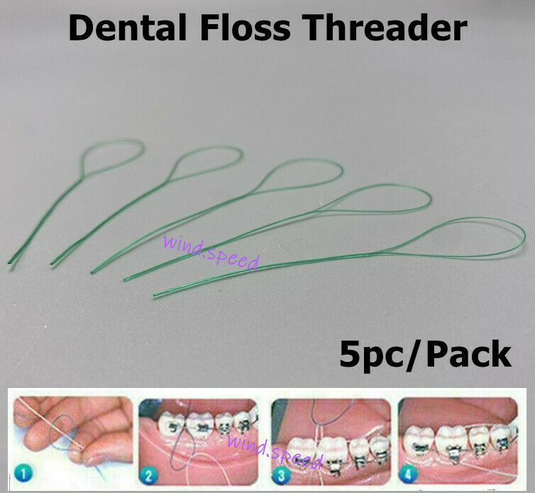 100pcs Dental Oral Floss Threaders For Orthodontic Brackets Brace Bridge Crowns