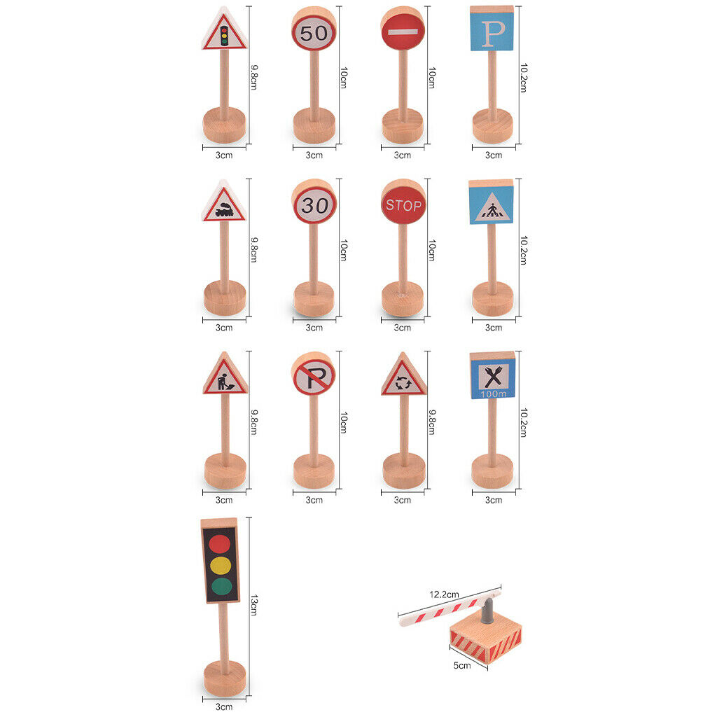 15/Set Wooden Road Sign Traffic Light Safety Learning Montessori Party Toys