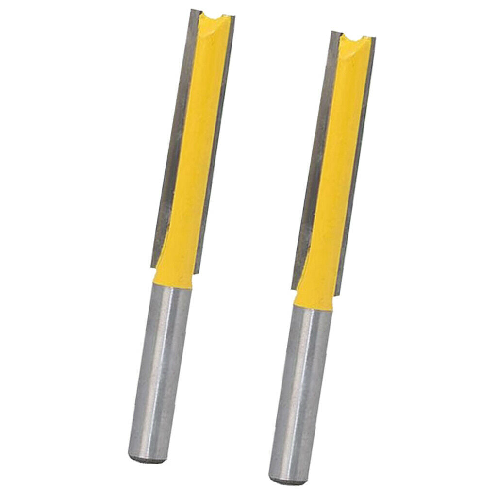 2pcs 3/8'' Diameter x 2'' Height Straight Router Bit Blade Extra Long Cutter