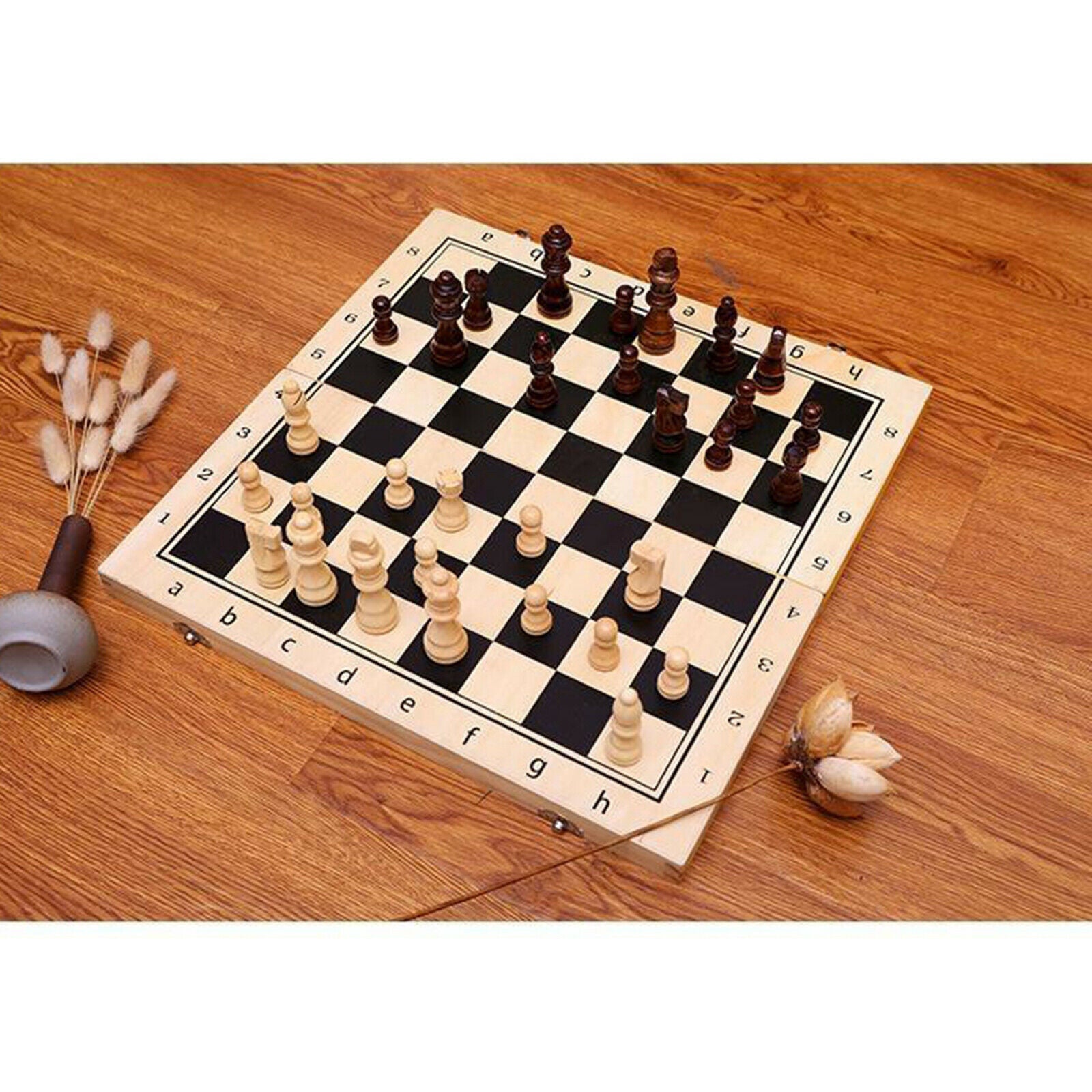 Foldable Magnetic Chess Board Board Game 15x15 Inch Travel Set Chess Pieces