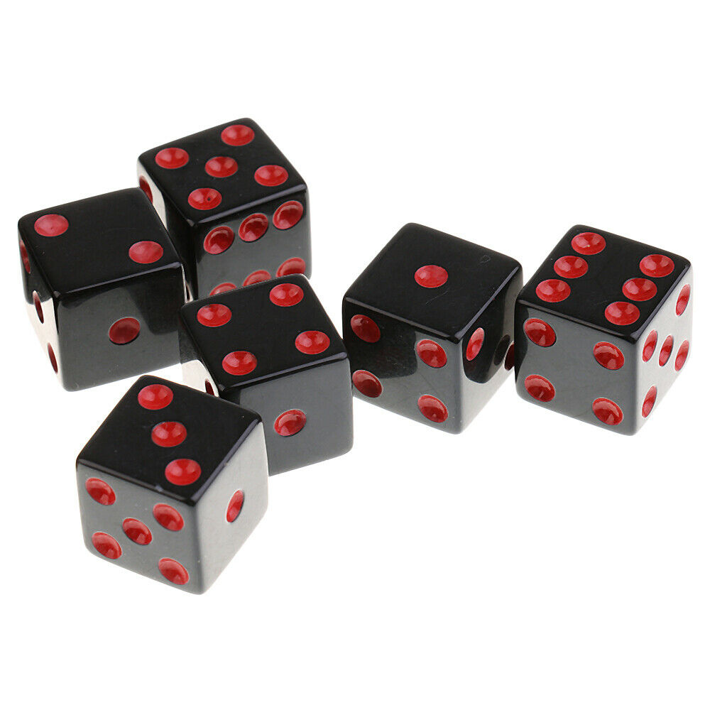 10Pcs Acrylic Dice D6 Red Dotted for  D&D Game Player