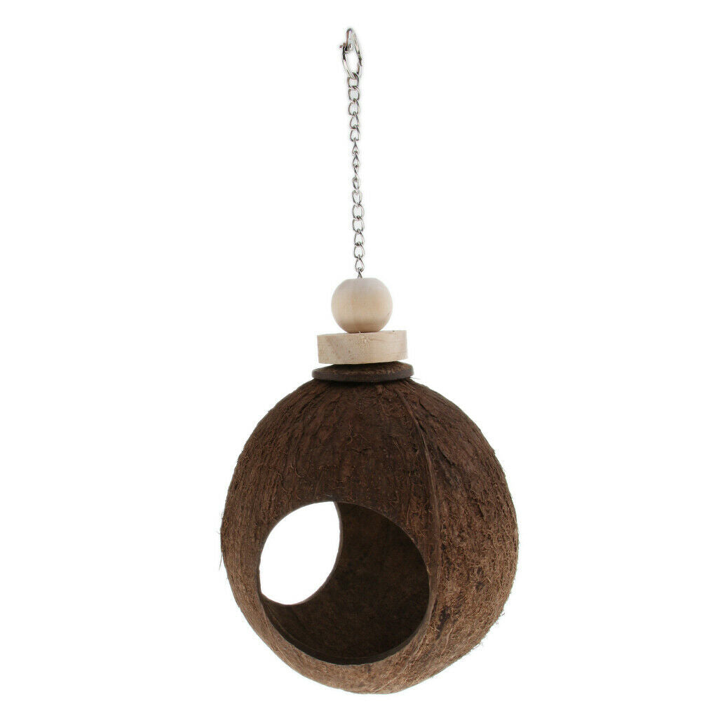 Coconut Shell Bird Nesting House Cage With Hanging Lanyard For Small Pet