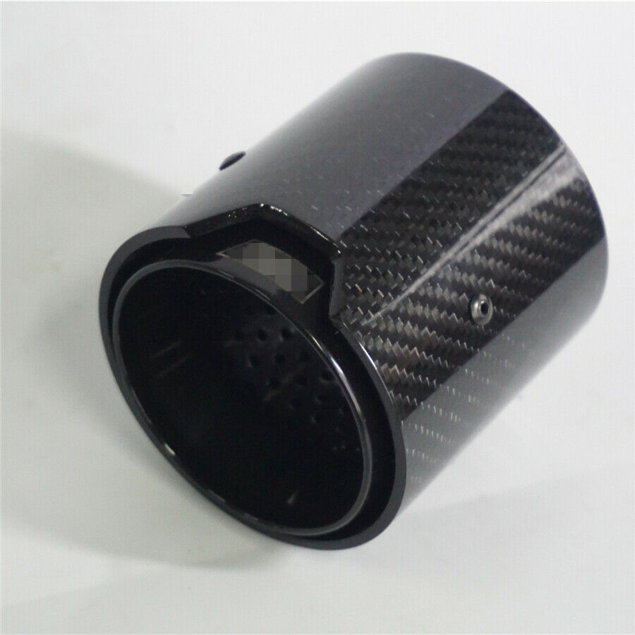 Full Black Polished Carbon Fiber Exhaust  Tail Tip Pipe 63mm 2.5inch Universal