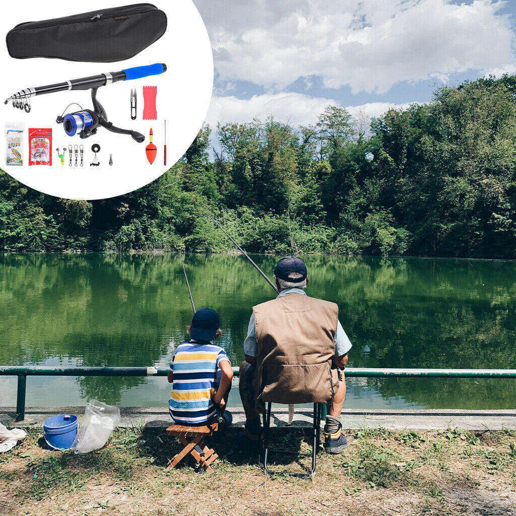 Telescopic Fishing Rod and Reel Line Combo Full Kit Telescopic Pole Reel