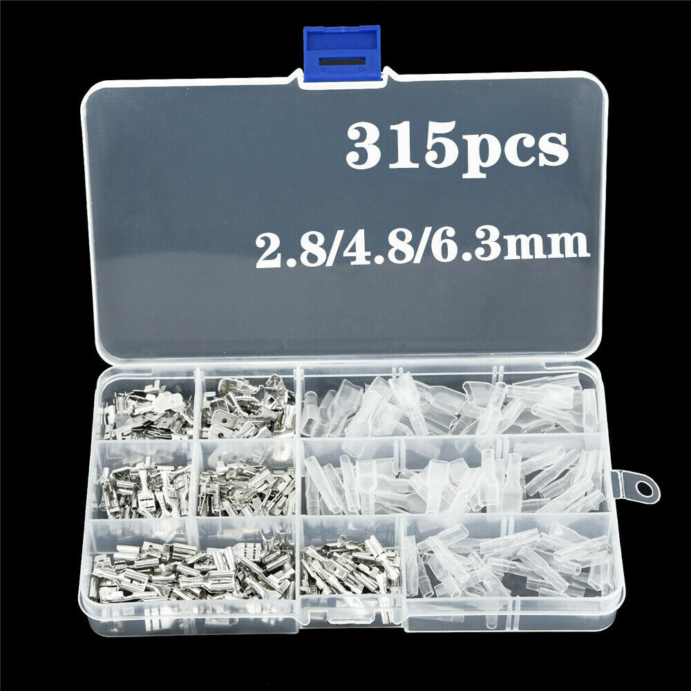 315PCS 2.8mm/4.8mm/6.3mm Female Male Spade Connectors Wire Crimp Splice Terminal