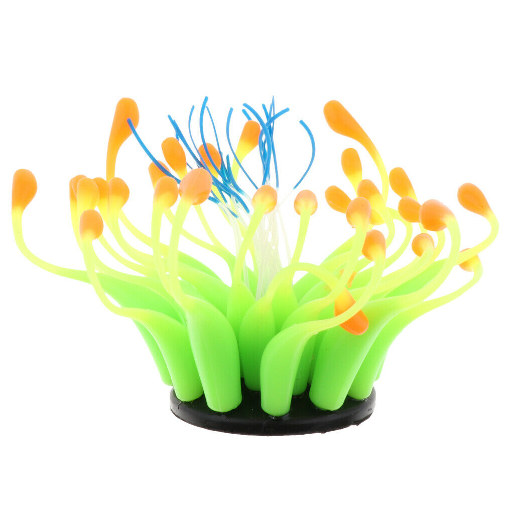 Aquarium Reptile Terrarium Silicon Coral Flower Fish Tank Ornament Orange