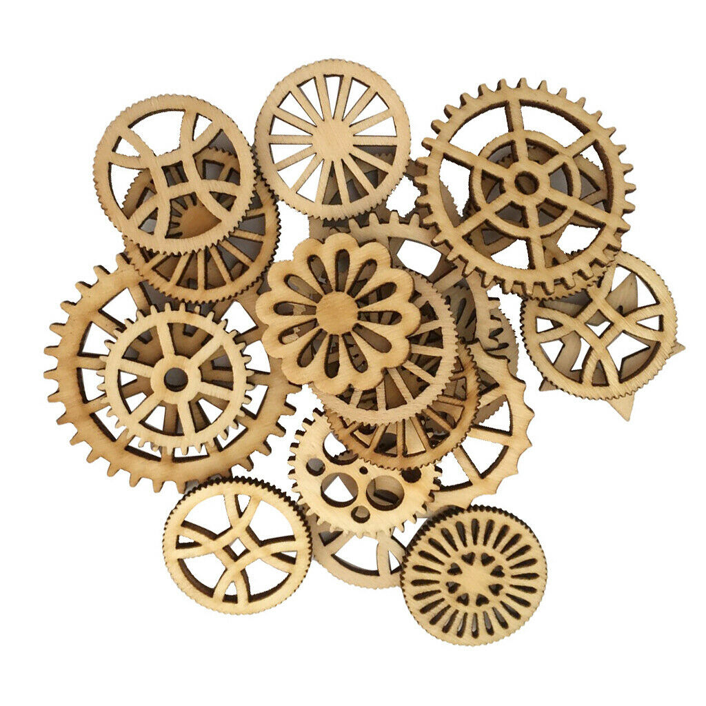 Gear Shape Unfinished Wood Pieces Gift Tags Scrapbooking Party DIY Crafts