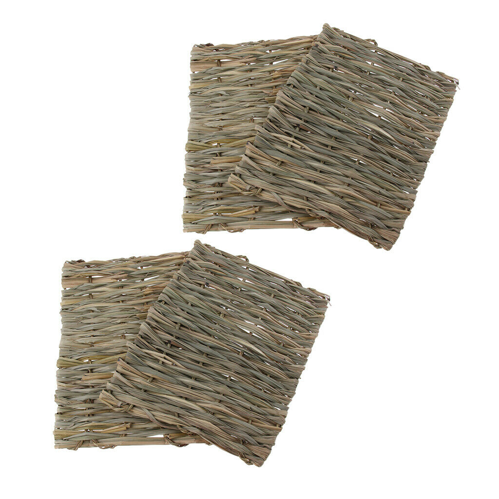 4pcs Straw Woven Rabbit Small Pet Mat Hamster Mouse Natural Hay Bedding Petate