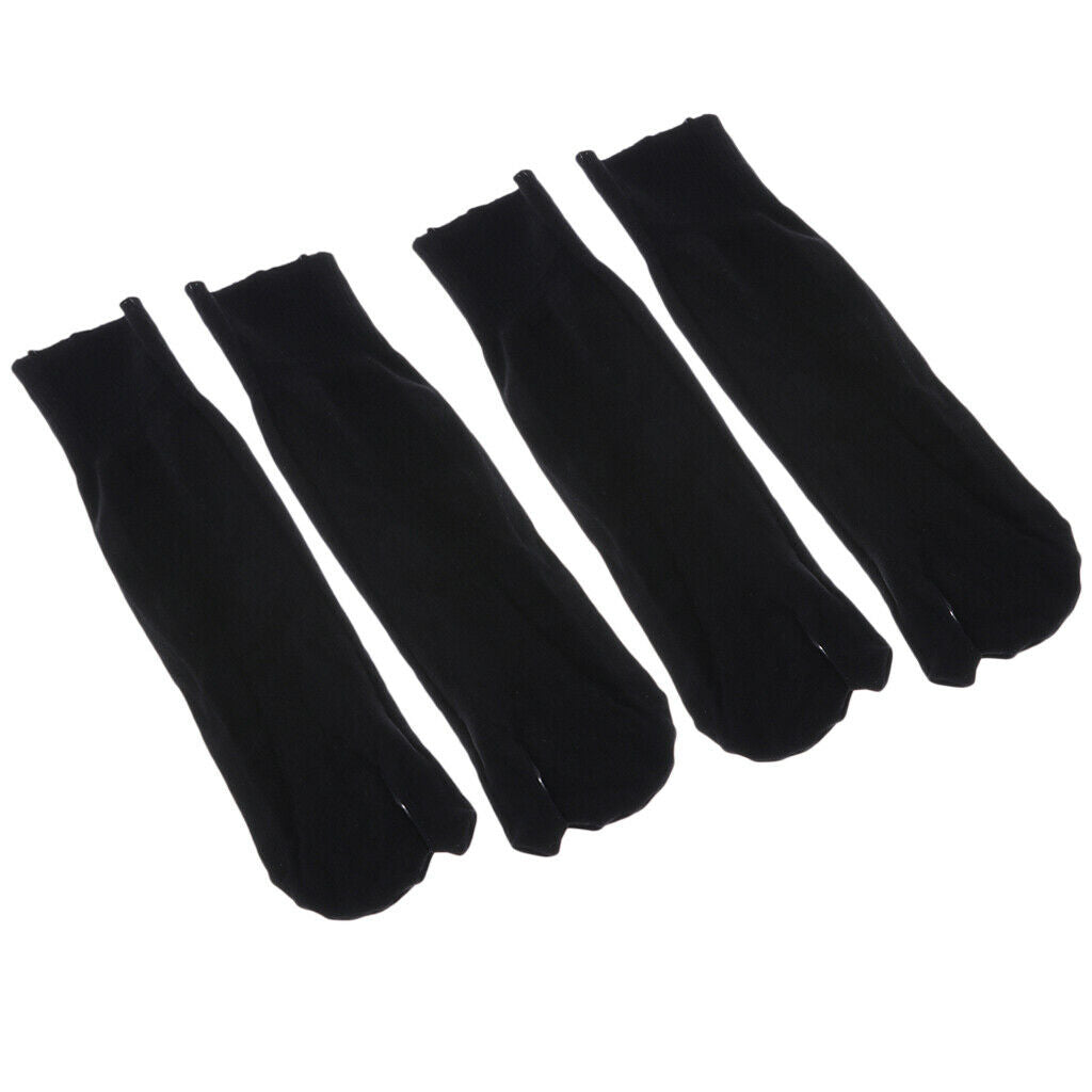 2 Pairs of Pointed Toe And Pointed Toe Socks Tabi / / Geta Unisex Socks Black