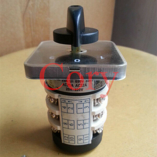 1pc Combination Changeover Switch 440V 20A Latching 1-0-2(ON/OFF/ON) 12 Terminal