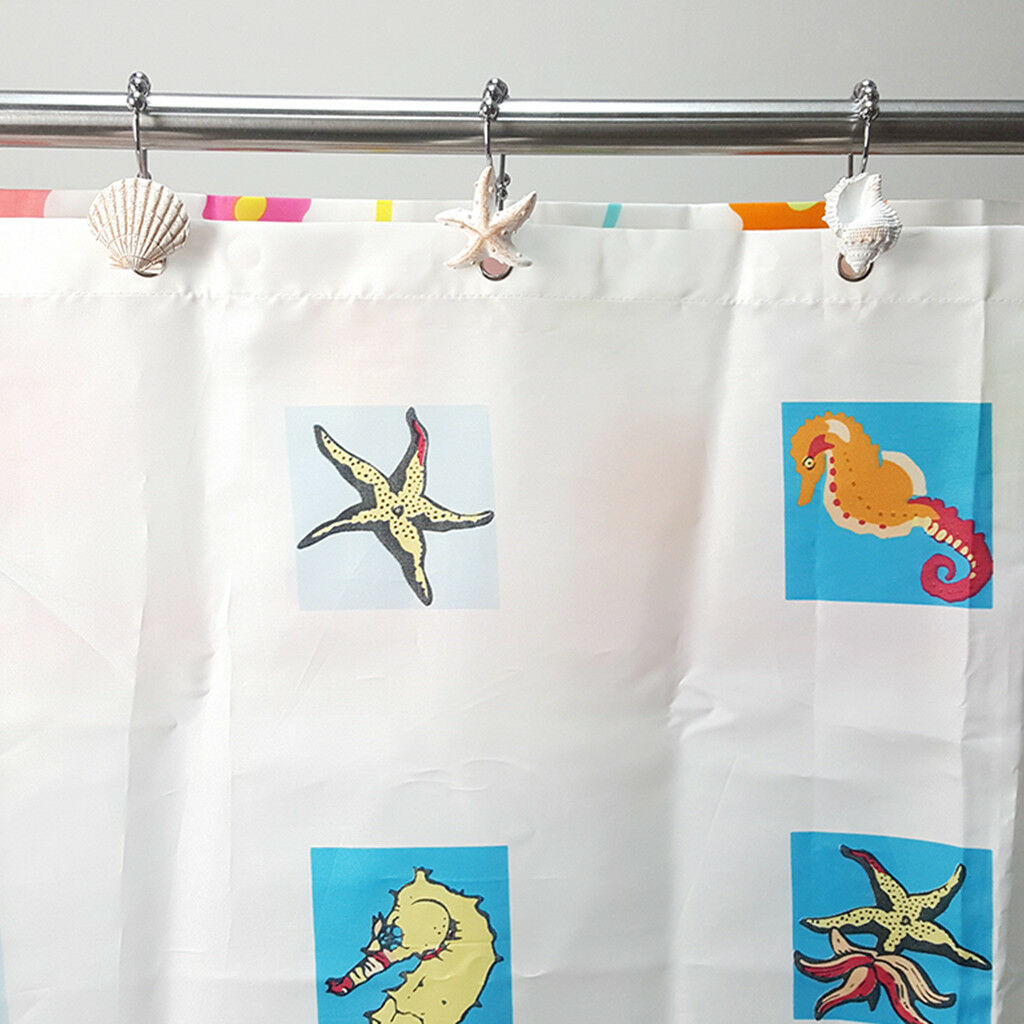 Shell Shower Curtain Hooks Curtain Rings Home Garden Bathroom Decor (Set 12)