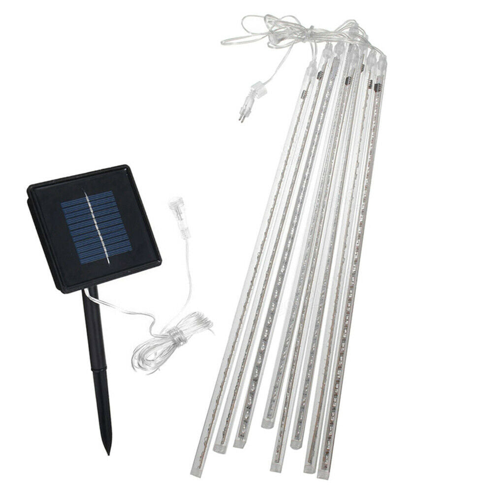 Waterproof Solar Energy 30cm 8 Tube LED Meteor Shower Lamp Christmas White
