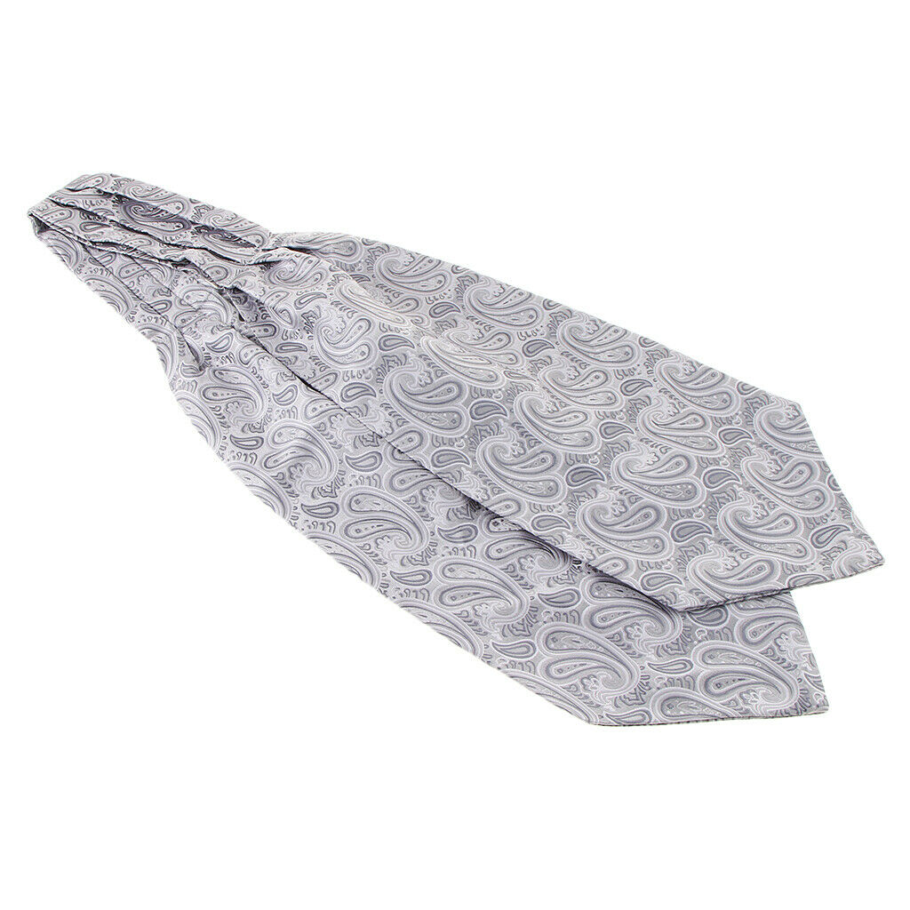 Men's Wedding Paisley Floral Jacquard Woven Self Cravat Tie Ascot Pattern 1
