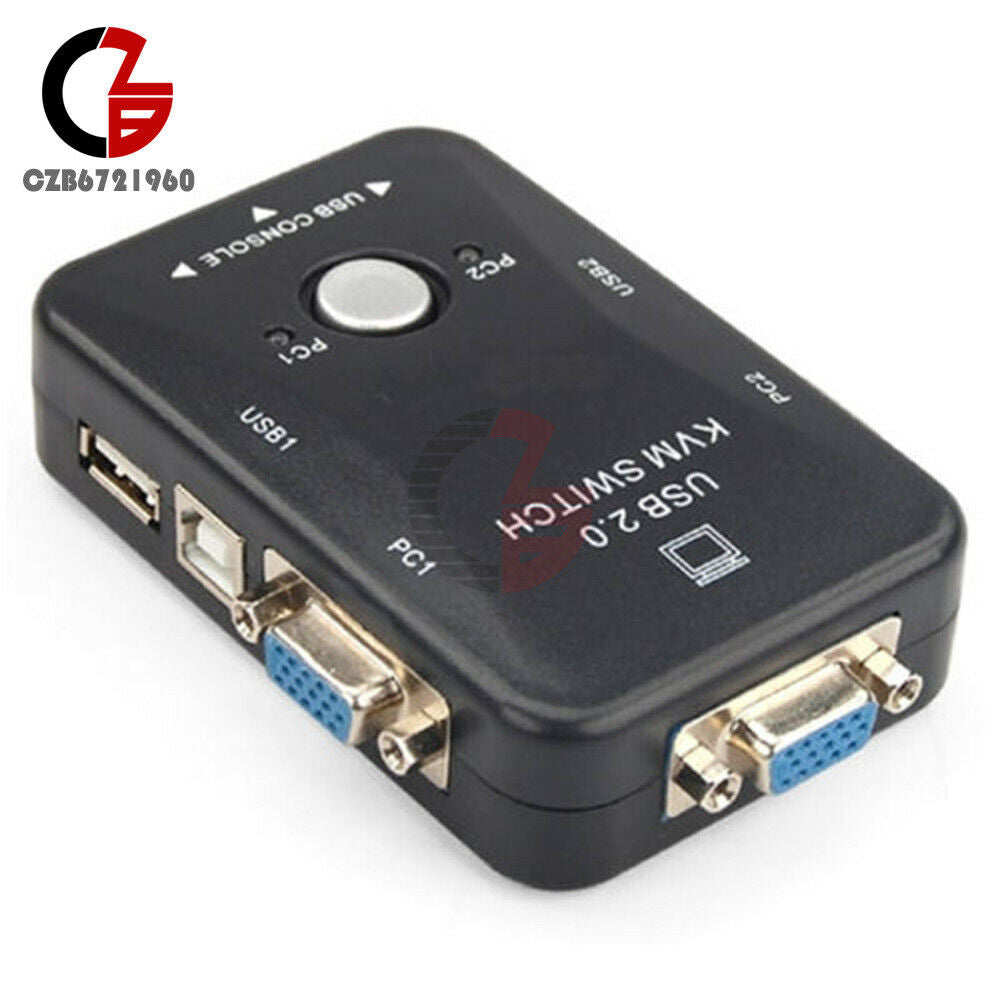 2-Port TV Box Adapter Connect BOX Video Monitor VGA/SVGA USB 2.0 KVM Switch
