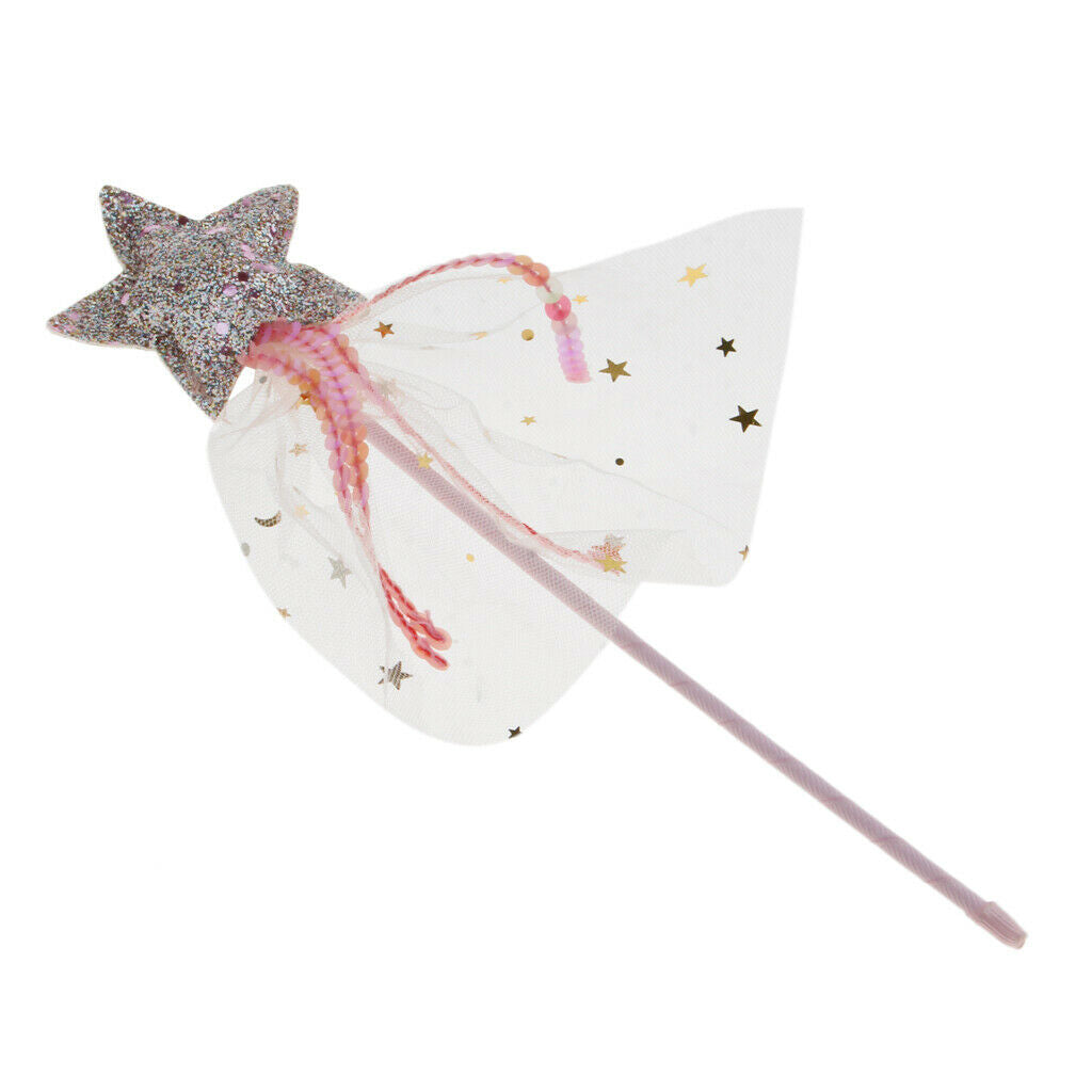 Sparkle Pink Star Shape Princess Fairy Wands For Kids