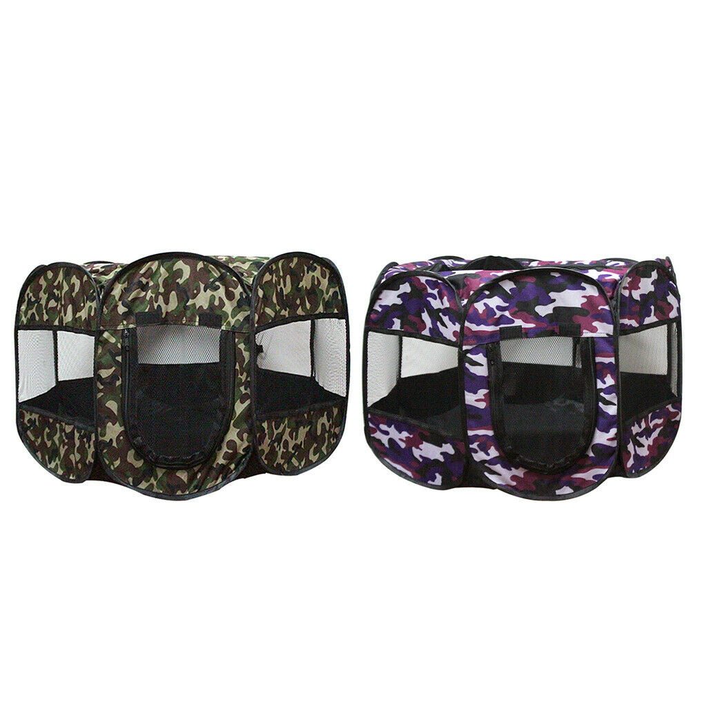 Pet Portable Foldable Kennel Dogs Cat Outdoor Cage Travel Carrier Purple+Red